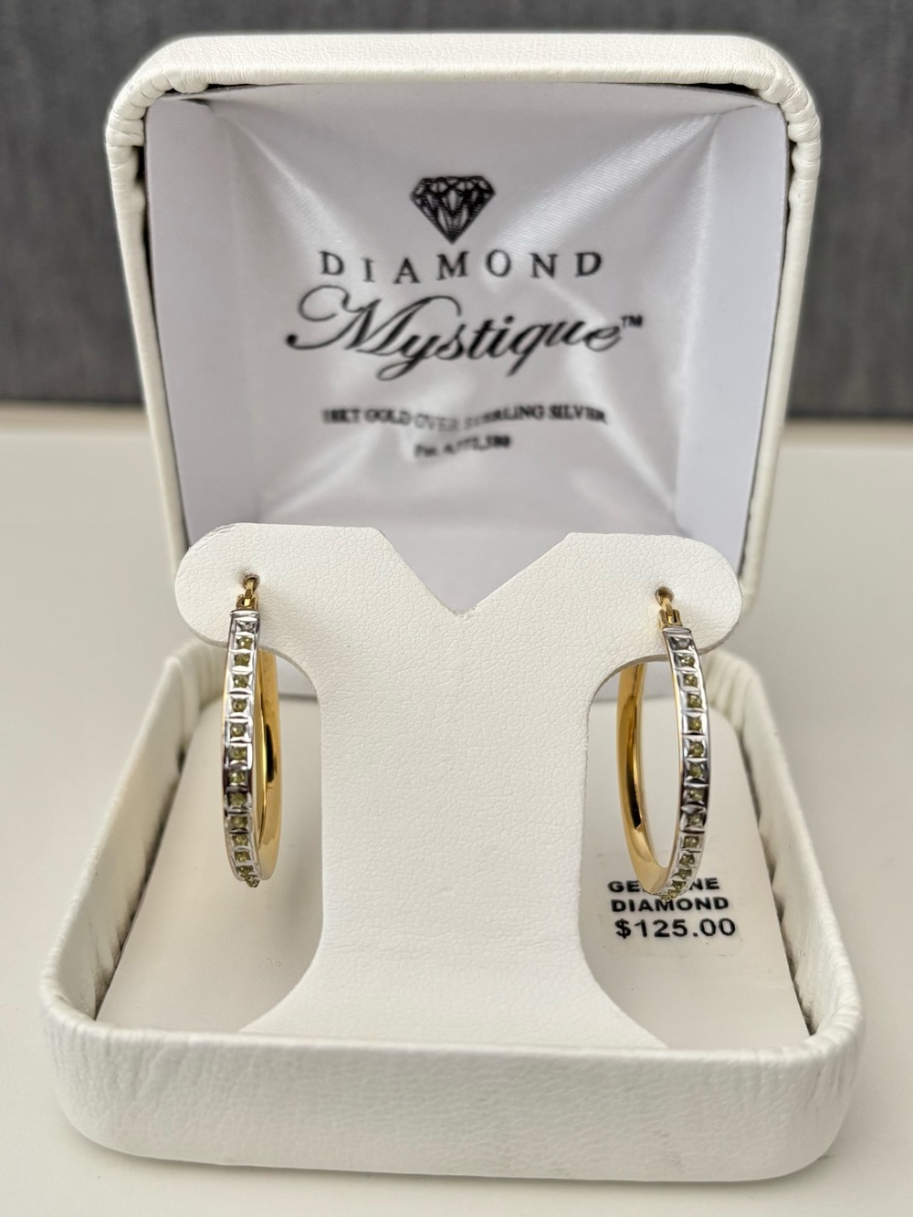 Diamonds with Gold Over Sterling Silver Hoop Earrings
